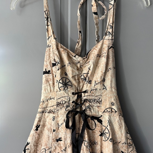 Hot Topic Disney Peter Pan Halter Sweetheart Dress, Tan Black, M - Picture 4 of 15